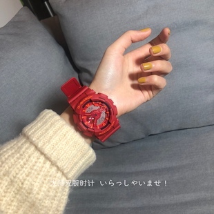 日本casio卡西欧gshock，本命年大红色龙年男女西瓜，红运动手表