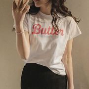春季 韩国女装Leelin 字母搭配圆领短袖T恤上衣