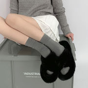 粗线袜子女秋冬中筒灰色堆堆袜女款美式长筒袜jk毛线坑条小腿袜套