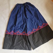 凉山彝族服装男装男裤复古传统黑彝大脚裤棉布宽大裙裤深蓝色