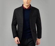 立领二粒扣修身纯色，商务男装羊毛混纺毛，呢大衣外套td6827002