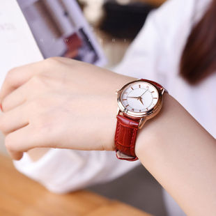 女士手表女学生韩版简约复古可爱女生手表皮表带石英表