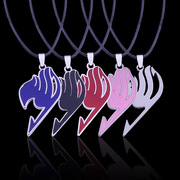 日韩动漫饰品妖精的尾巴公会标志，5色合金项链吊坠男锁骨链短项链
