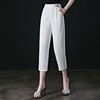 2023夏季白色七分裤女士高腰品质时尚八分裤薄款直筒裤子4J