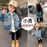 女宝宝春秋款外套小幼儿童装女童，牛仔开衫秋季1上衣服2潮3洋气岁4