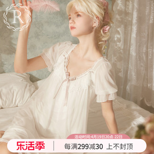 rosetree蕾丝睡裙女夏季短袖，甜美性感少女，宫廷公主风睡衣2023