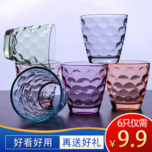 彩色耐热无铅透明玻璃杯家用套装雨点杯子，茶杯啤酒杯果汁酒杯水杯