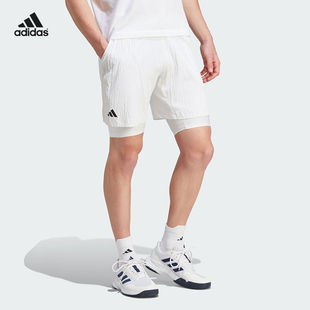 阿迪达斯网球服男蒂姆亚西姆温网同款短裤压纹设计ia7101