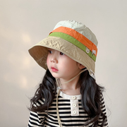 儿童防晒帽女童夏季薄款大帽檐遮阳帽宝宝帽子太阳帽女孩渔夫帽