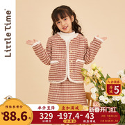 littletime女童小香风，套装裙秋冬装2023时髦外套裙子两件套