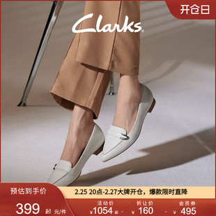 Clarks其乐女鞋春秋时尚乐福鞋时尚浅口方跟搭扣舒适单鞋女