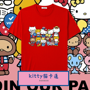 HelloKitty印花纯棉短袖t恤男女装夏季宽松半袖上衣服ins潮