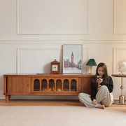 归家法式复古实木电视柜，美式客厅小户型视听柜组合中家具