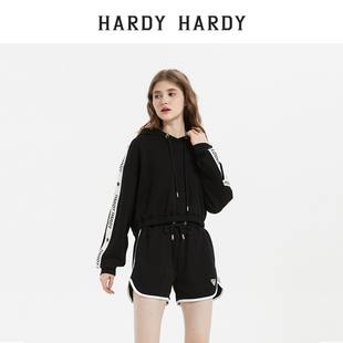 HARDY HARDY2023夏季长袖短款连帽卫衣+短裤休闲运动两件套装
