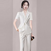 女神范时髦职业风白色西装套装女小众设计感OL轻奢通勤裤子两件套