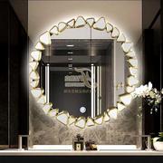 智能圆形浴室镜家用挂墙式卫浴镜子，壁挂洗手间带灯触屏防雾led镜