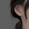 s925纯银流线耳钉女小众，设计感夏季耳环2022年潮耳饰气质轻奢