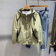 特大码300斤连帽工装防晒服男夏宽松休闲复古外套拼接防晒衣夹克2