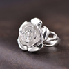 玫瑰花戒指纯银999女韩版简约时尚，夸张个性食指，戒子复古开口指环