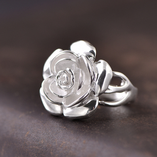 玫瑰花戒指纯银999女韩版简约时尚，夸张个性食指戒子复古开口指环