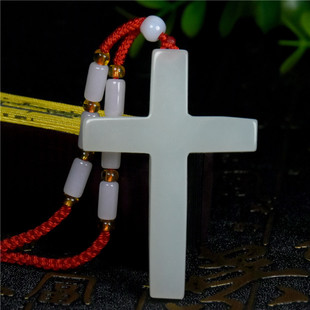 新疆和田玉十字架吊坠 白玉十字架男女玉石挂件项链