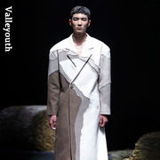 山川 秀场款拼色创意羊毛大衣外套 山谷少年独立设计师男装品牌