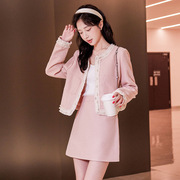 女装时尚休闲套装2024年春季韩版女士外套，+半裙两件套y24003