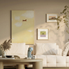 奶油色组合客厅装饰原创风景挂画现代北欧沙发背景墙壁画三联画马