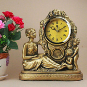 定制欧式卧室客厅时尚创意工艺仿古式钟表座钟时钟摆件树脂工艺品