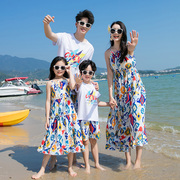 海边度假亲子装夏装父子母女连衣裙沙滩一家三口四口三亚旅游拍照