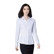 2022春季女衬衫白色长袖v领韩版修身学生面试酒店职业装衬衫