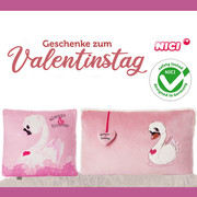 德国NICI爱心情侣情人节天鹅毛绒靠垫抱枕浪漫圣诞礼物