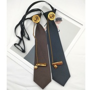 复古高级感咖啡色领带女古铜色金属链条装饰百搭西装外套免打领带