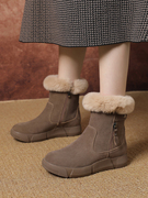 磨砂皮雪地靴女冬季保暖加绒棉鞋大码软底妈妈鞋防滑厚底舒适短靴