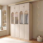 极速法式衣柜家用卧室现代简约轻奢实木质奶油风定制玻璃门整体大