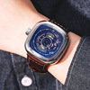  方形自动机械男大表盘手表全镂空休闲真皮钢带金属国产腕表