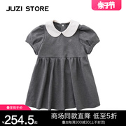 juzistore童装娃娃领罗马布学院，风蓬蓬花苞袖连衣裙女童1136501