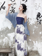 新中式女装中国风改良汉服套装女夏别致绝美三件套连衣裙日常
