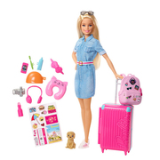 芭比娃娃套装大礼盒，旅行中的芭比女孩玩具生日礼物fwv25