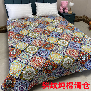 斜纹纯棉绗缝被床盖水洗全棉空调被床单床罩爬行垫炕垫夏凉被
