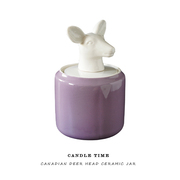 北欧创意白紫色拼接鹿头造型陶瓷储物罐大号650ml茶叶罐干果食品
