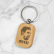 梅西钥匙扣挂件实木金属环圈，足球迷周边挂饰，男生礼物创意纪念品
