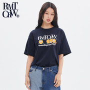 romanticcrown韩版夏季印花图案，小橙子t恤短袖，宽松男女同款