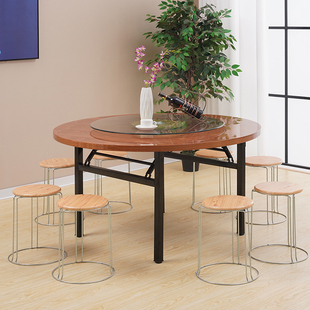 圆桌面板餐桌简约饭桌实木，大台面10带玻璃，转盘家用15人可折叠桌脚