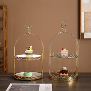 北欧轻奢水果盆陶瓷水果盘客厅家用多层创意糖果盘双层干果盒三层
