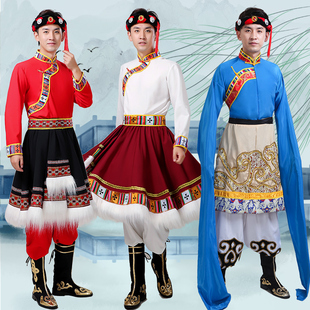 藏族舞蹈演出服装男女士半身裙藏式水袖练功服少数民族艺考服
