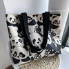 原创设计熊猫大容量单肩帆布包包女学生通勤手提书包袋2024