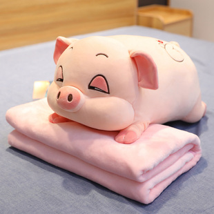 小猪公仔毯子毛绒玩具大号女生睡觉抱枕长条枕床上玩偶布娃娃软萌