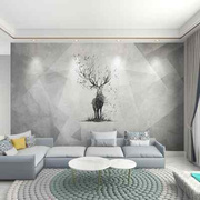 北欧电视背景墙壁纸几何图形简约麋鹿，墙布客厅沙发卧室影视墙壁画