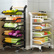 菜篮子置物架厨房落地多层放水果蔬菜收纳筐菜架子，零食移动小推车